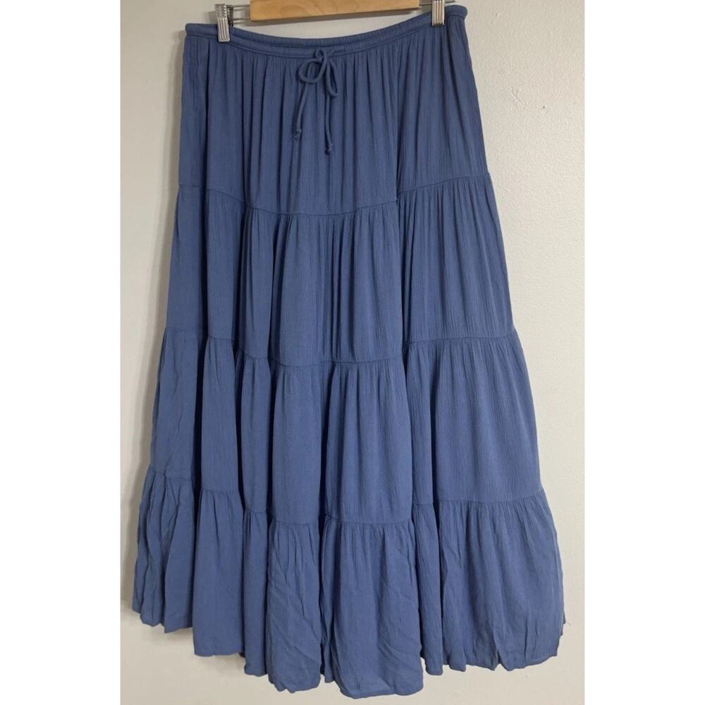 Aerie Maxi Skirt Women’s Size Large Tiered Skirt Relaxed Pull-On Blue NWT - Picture 4 of 12